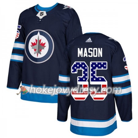 Pánské Hokejový Dres Winnipeg Jets Steve Mason 35 2017-2018 USA Flag Fashion Modrá Adidas Authentic
